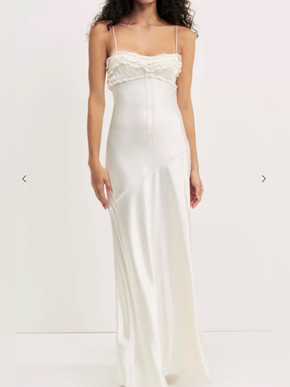 For Love & Lemons Natalie Maxi Ivory Satin Slip Dress
